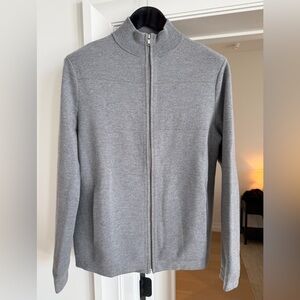 Theory Men's Light Gray Zip-Up Sweater